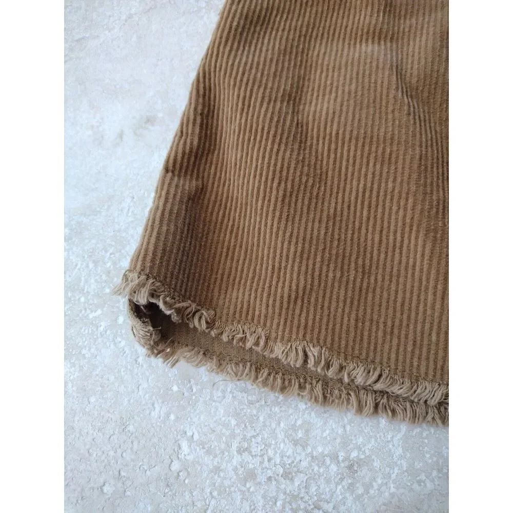 INDIGO REIN Mini Skirt Women Junior 11/29 Golden Tan Corduroy Button Fly Cut Off